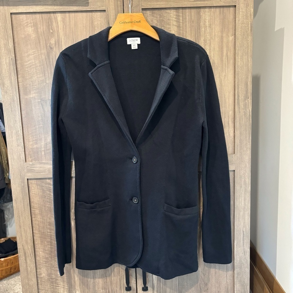 J Crew‎ Factory XS Sweater Blazer Black Cotton